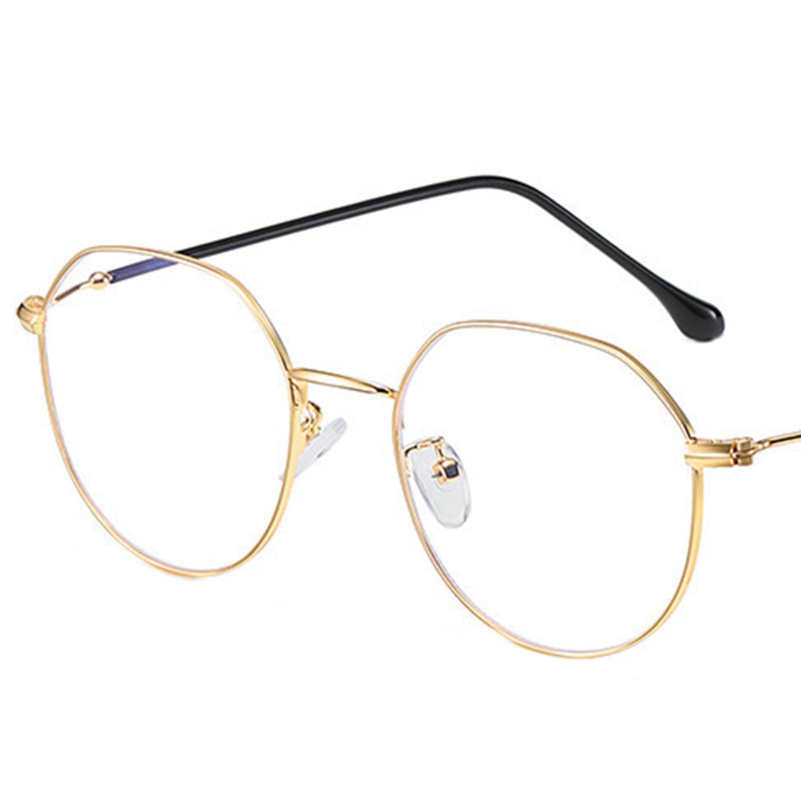 Irregular Glasses Clear Flat Lens Anti Blue Light for Men/Women gold