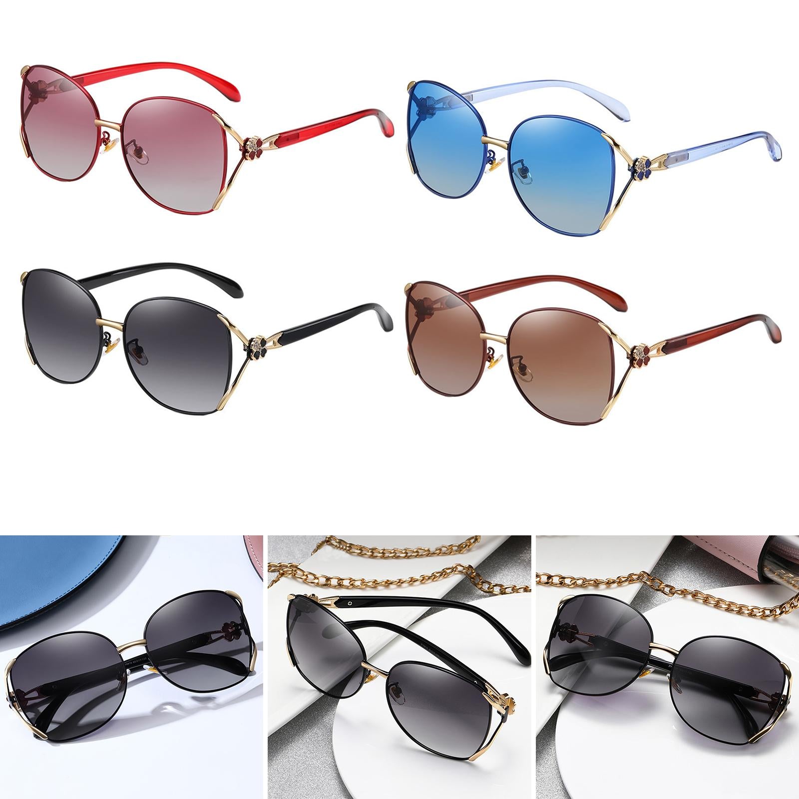 Classic Sun Glasses Fashion UV400 Ladies Large Frame Polarized Sunglasses Black Gray