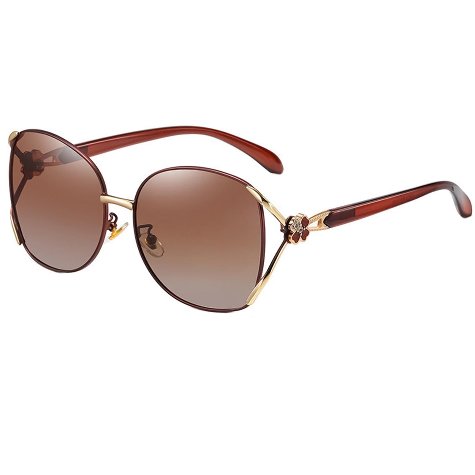 Classic Sun Glasses Fashion UV400 Ladies Large Frame Polarized Sunglasses Brown