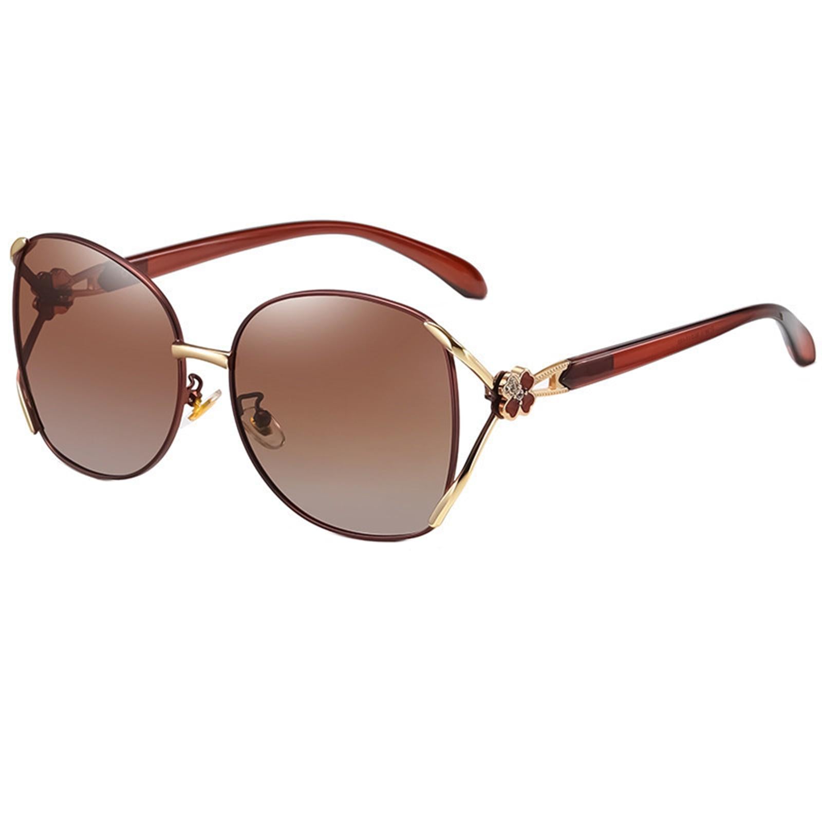 Classic Sun Glasses Fashion UV400 Ladies Large Frame Polarized Sunglasses Brown