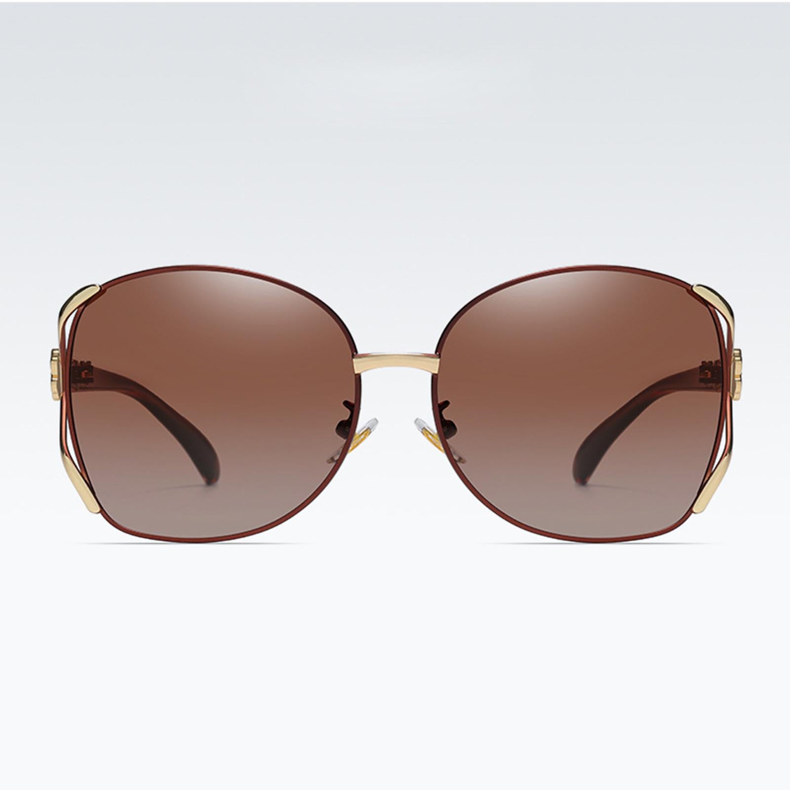 Classic Sun Glasses Fashion UV400 Ladies Large Frame Polarized Sunglasses Brown