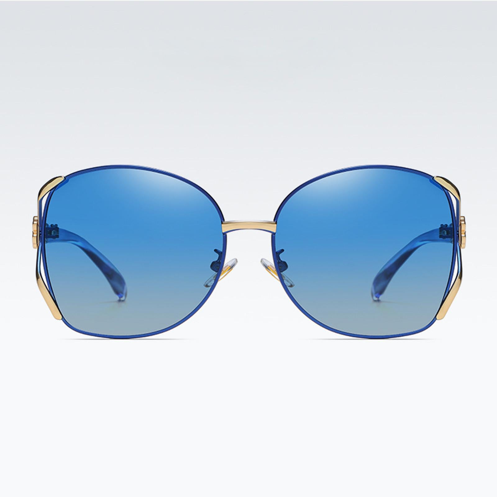 Classic Sun Glasses Fashion UV400 Ladies Large Frame Polarized Sunglasses Blue