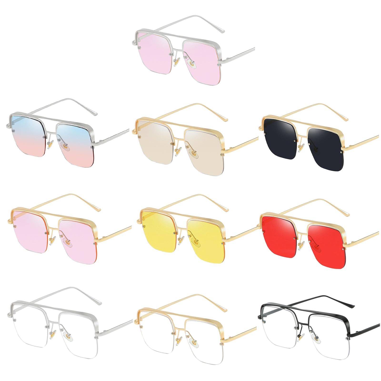 Womens Square Sunglasses Oversized Metal Frame UV Protection Chic Eyewear Gold Black