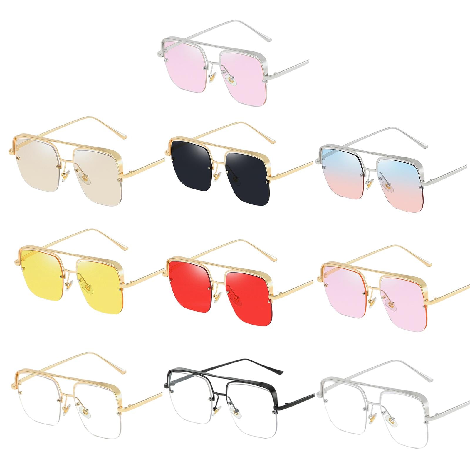 Womens Square Sunglasses Oversized Metal Frame UV Protection Chic Eyewear Gold Black