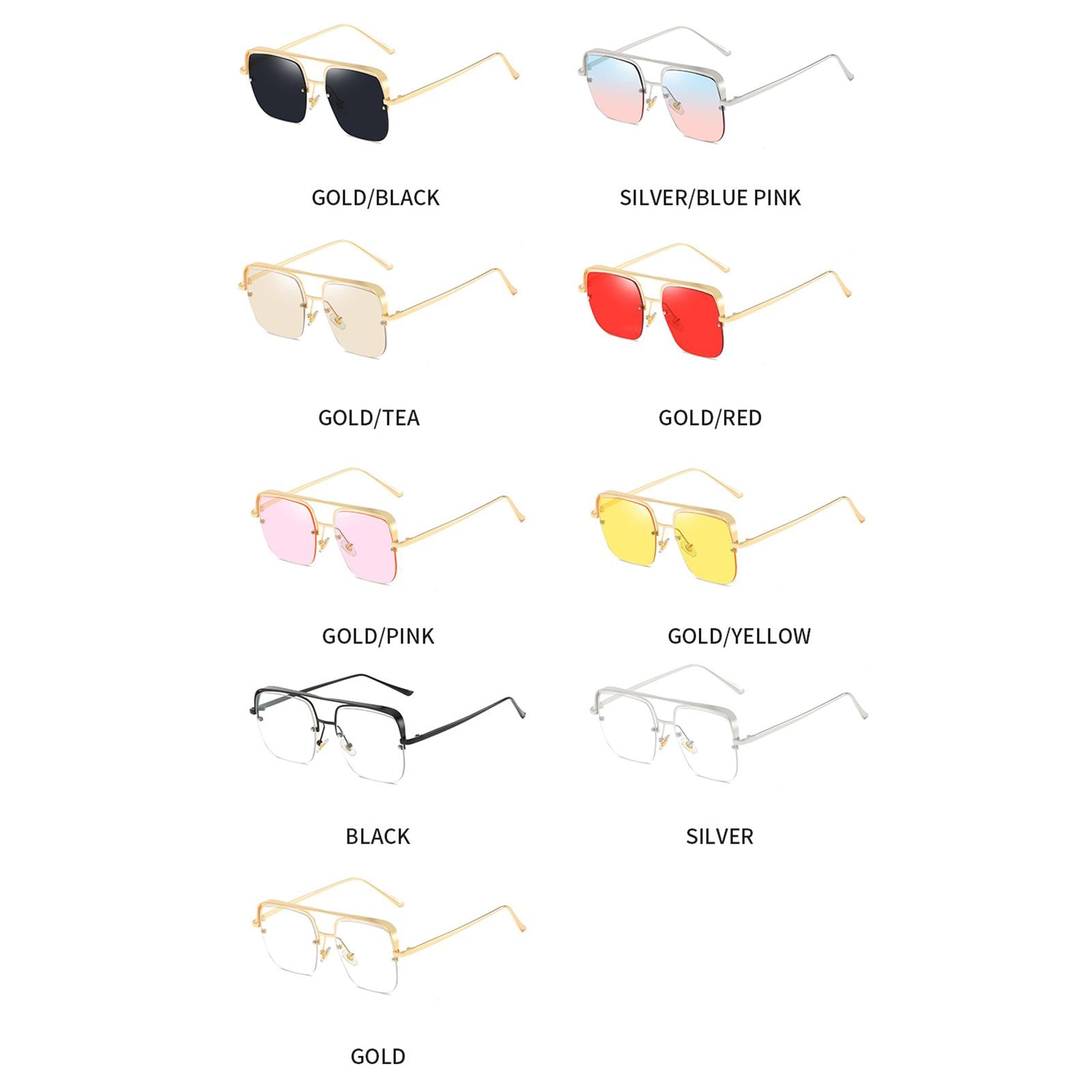 Womens Square Sunglasses Oversized Metal Frame UV Protection Chic Eyewear Gold Black