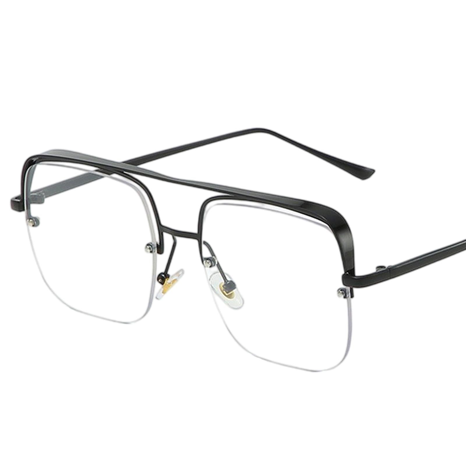 Womens Square Sunglasses Oversized Metal Frame UV Protection Chic Eyewear Black