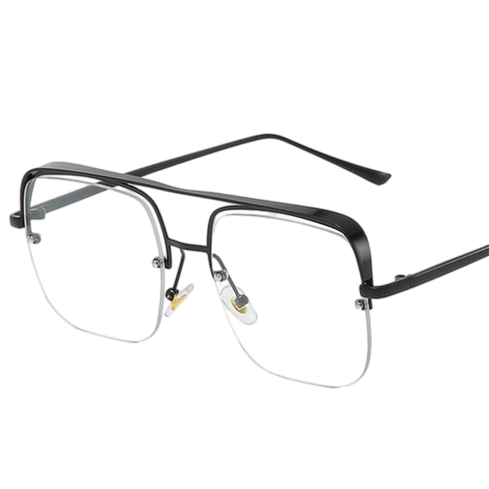 Womens Square Sunglasses Oversized Metal Frame UV Protection Chic Eyewear Black