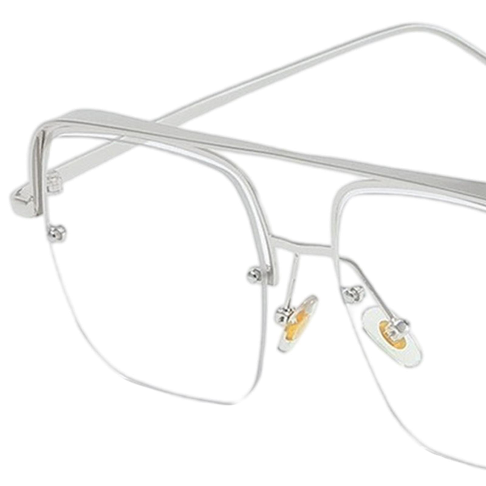 Womens Square Sunglasses Oversized Metal Frame UV Protection Chic Eyewear Silver