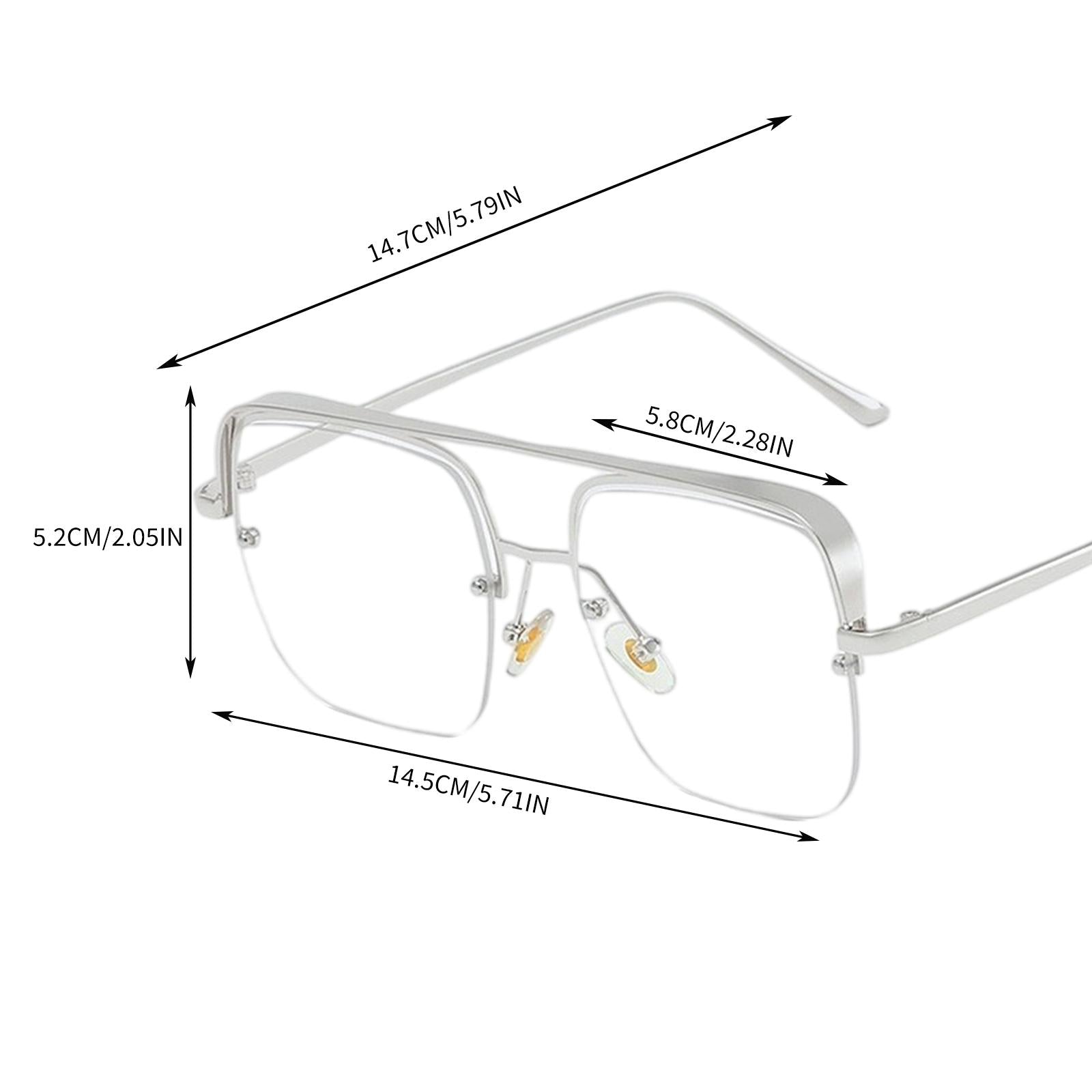 Womens Square Sunglasses Oversized Metal Frame UV Protection Chic Eyewear Silver
