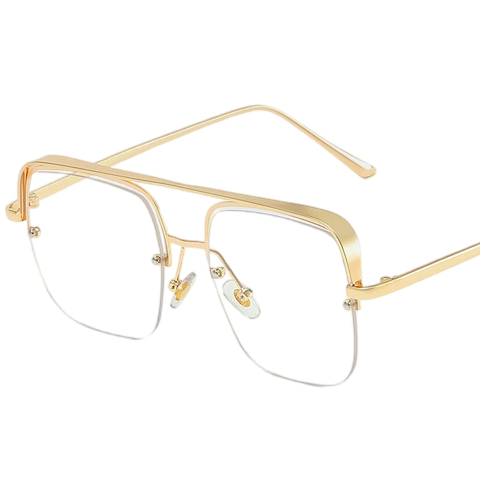 Womens Square Sunglasses Oversized Metal Frame UV Protection Chic Eyewear Gold