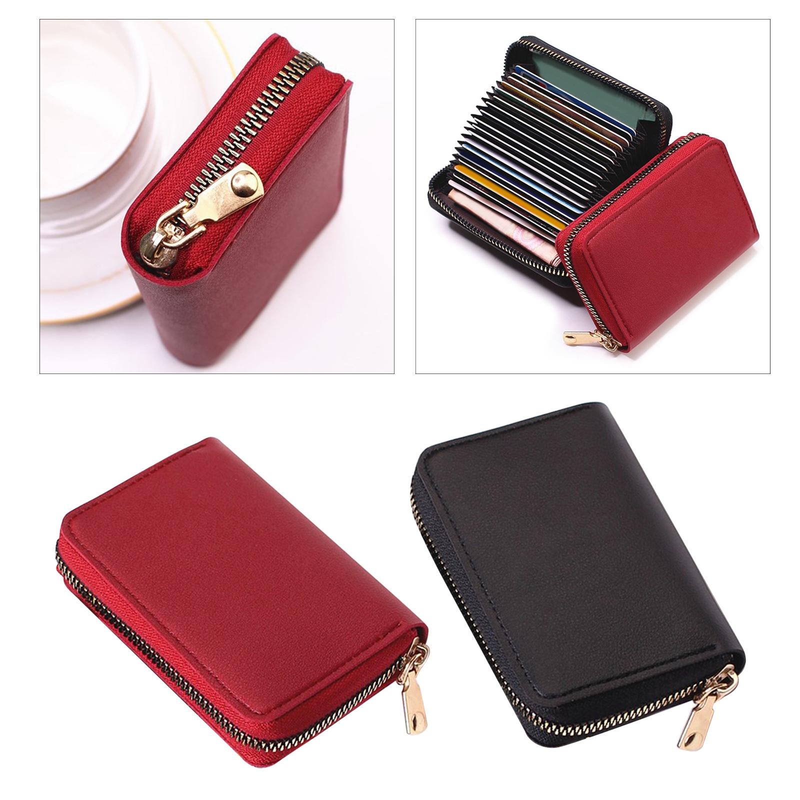 Fashion Men Woman PU Leather Money Clip Wallet Credit Card ID Holder red