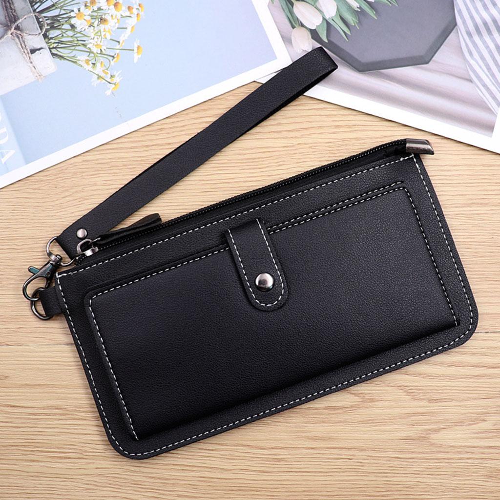 Women Long Wallet Leather Credit Card Holder Coin Purse Large Capacity Black