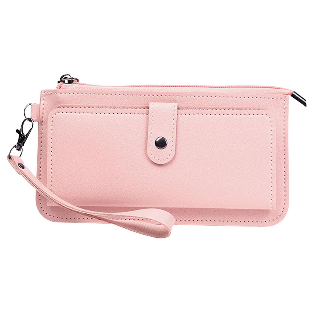 Women Long Wallet Leather Credit Card Holder Coin Purse Large Capacity Pink