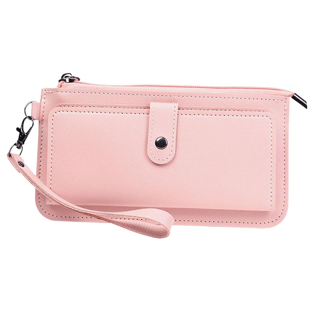 Women Long Wallet Leather Credit Card Holder Coin Purse Large Capacity Pink