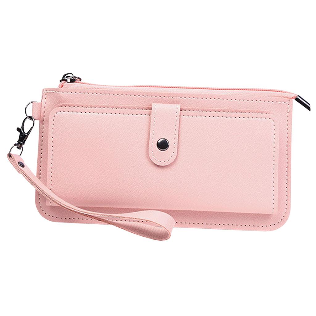 Women Long Wallet Leather Credit Card Holder Coin Purse Large Capacity Pink