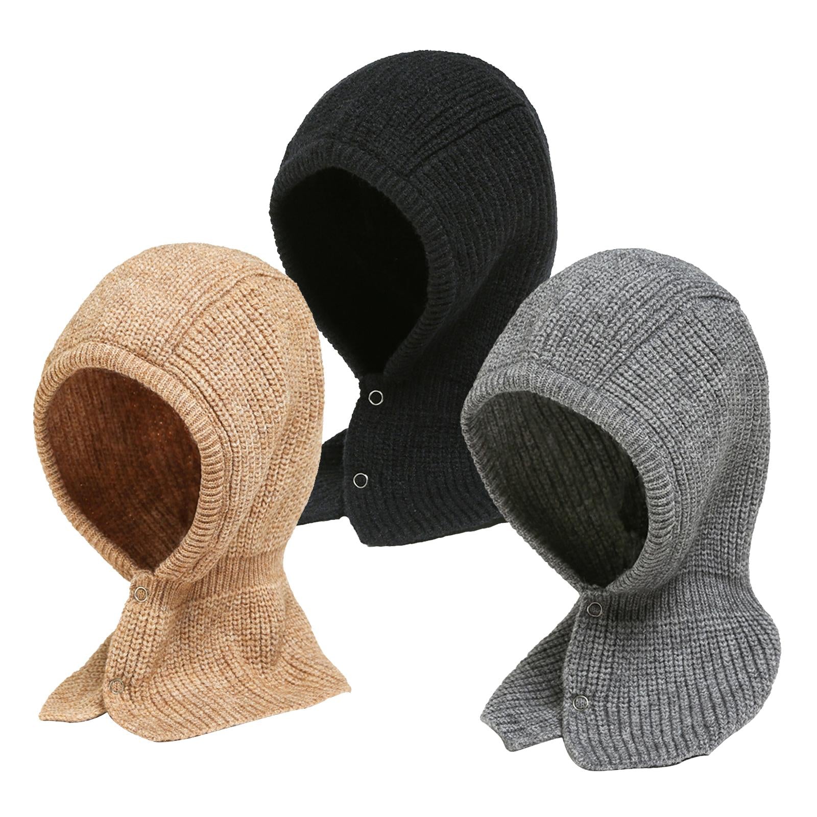 Winter Thicken Girl Fashion Cute Neck Hat Scarf Novelty Caps Hooded Scarf Black