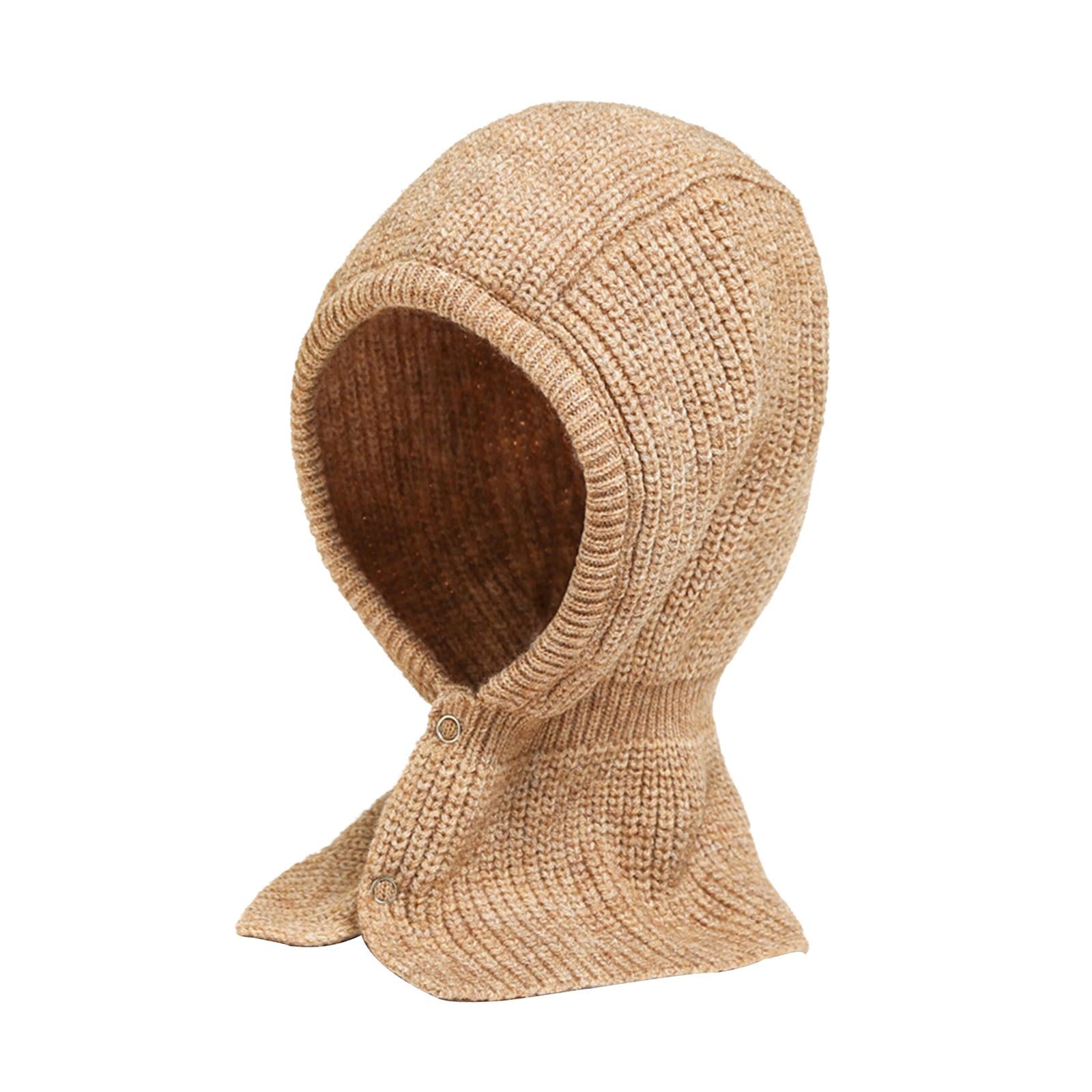 Winter Thicken Girl Fashion Cute Neck Hat Scarf Novelty Caps Hooded Scarf Khaki