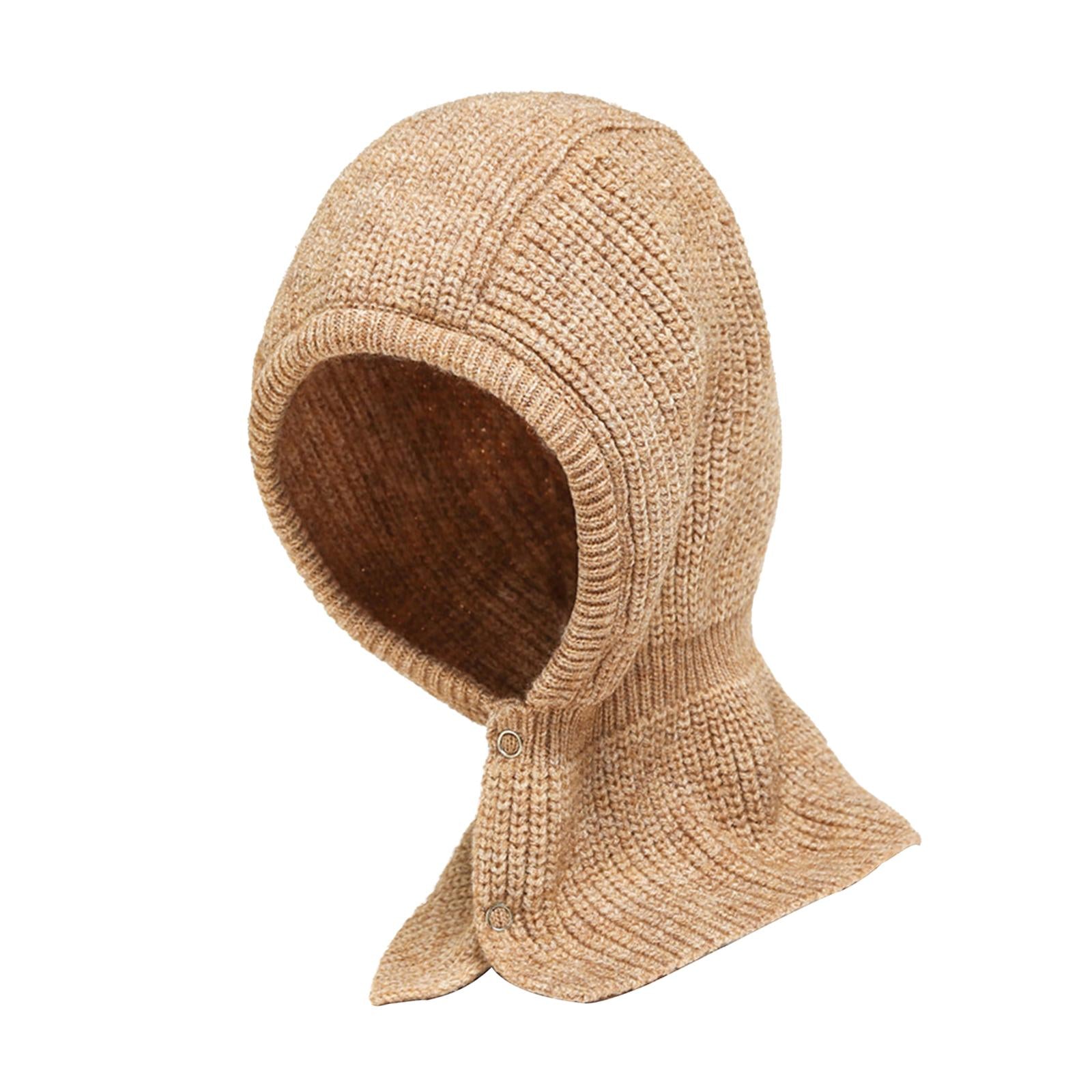 Winter Thicken Girl Fashion Cute Neck Hat Scarf Novelty Caps Hooded Scarf Khaki