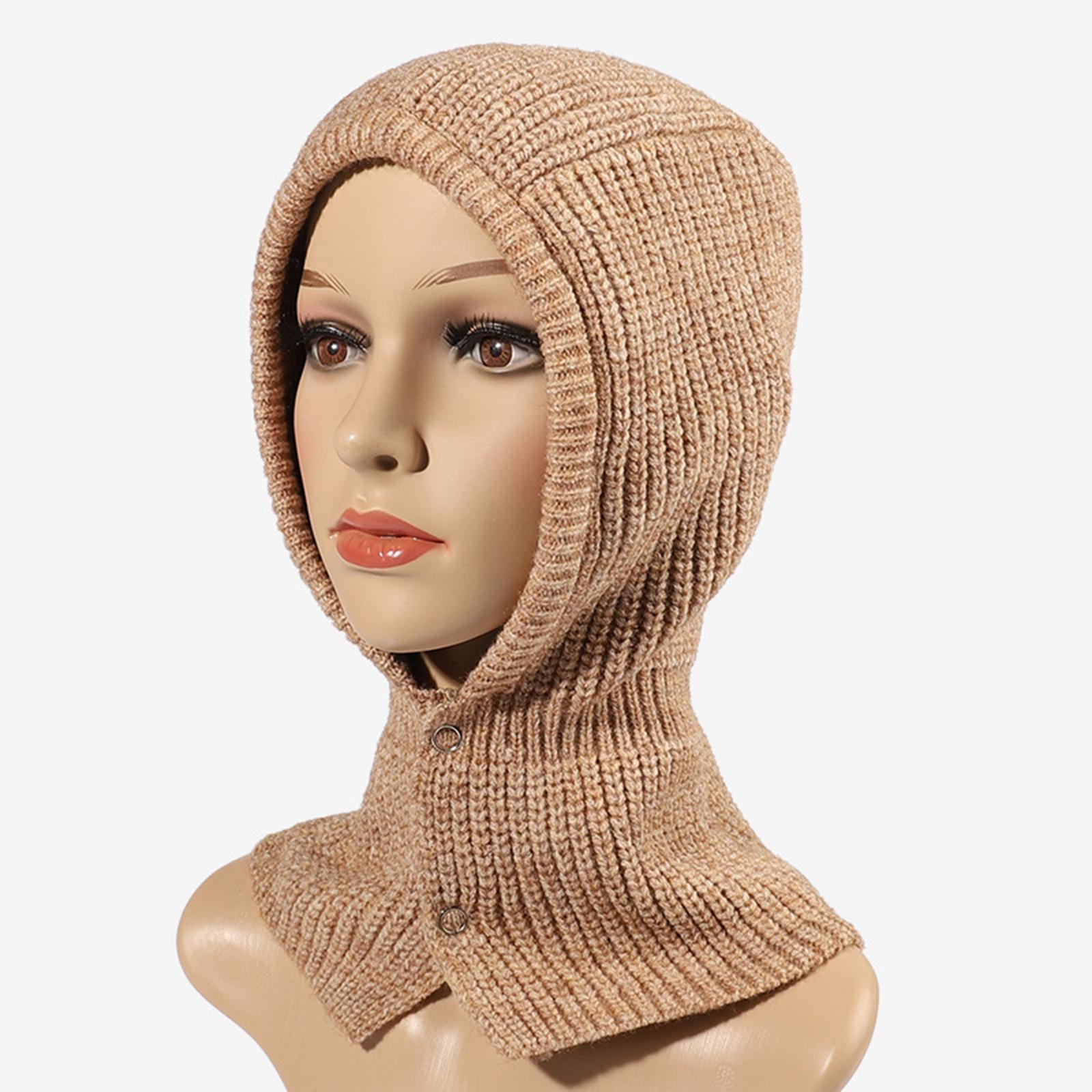 Winter Thicken Girl Fashion Cute Neck Hat Scarf Novelty Caps Hooded Scarf Khaki