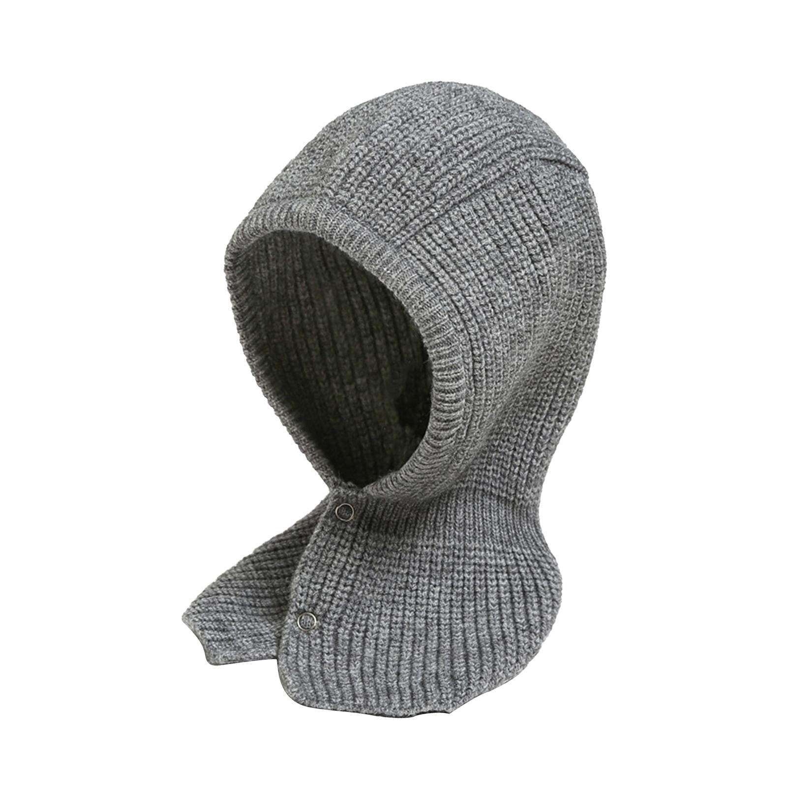 Winter Thicken Girl Fashion Cute Neck Hat Scarf Novelty Caps Hooded Scarf Light Gray