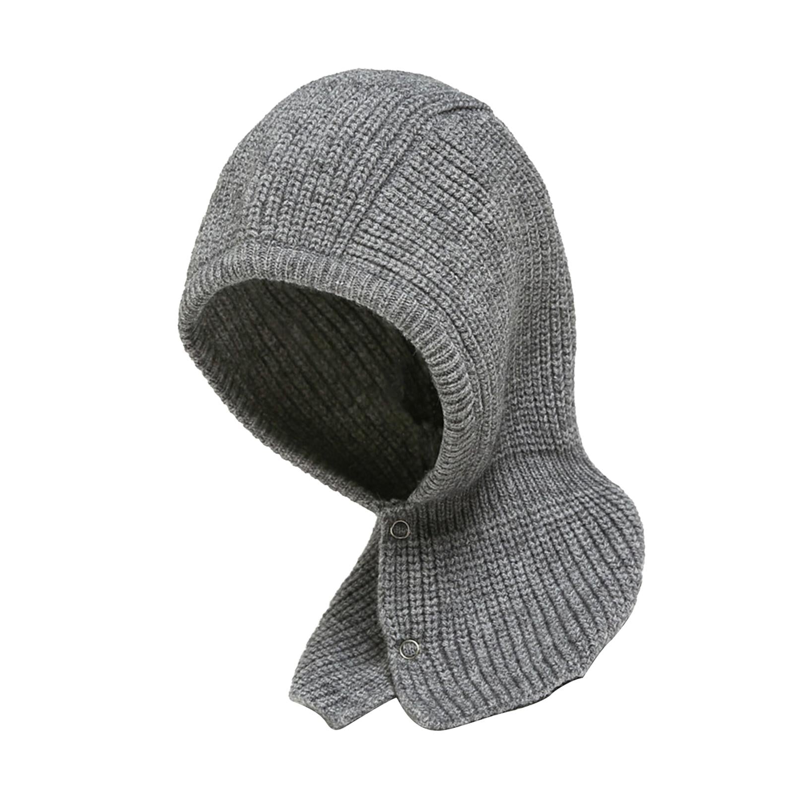 Winter Thicken Girl Fashion Cute Neck Hat Scarf Novelty Caps Hooded Scarf Light Gray