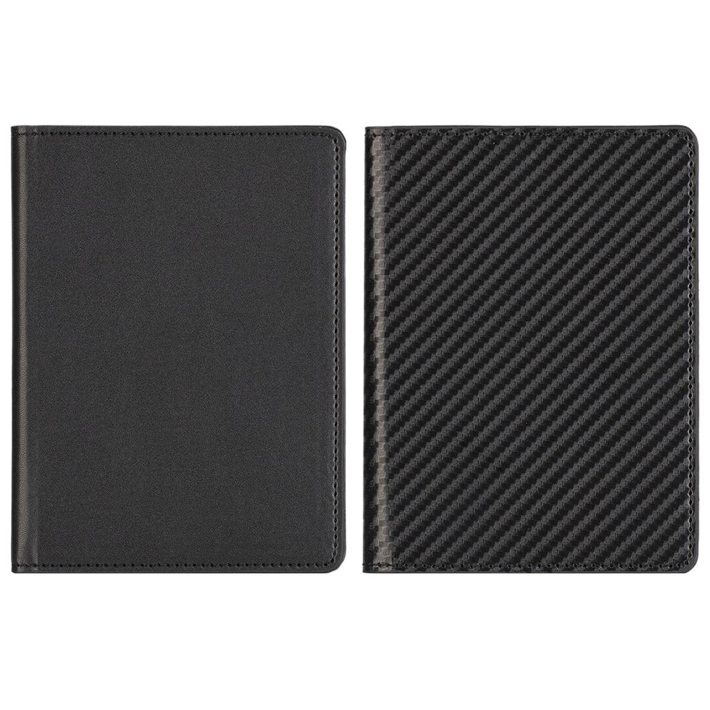 Portable Passport Cover Simple Men Women Protective Leather Wallet Black