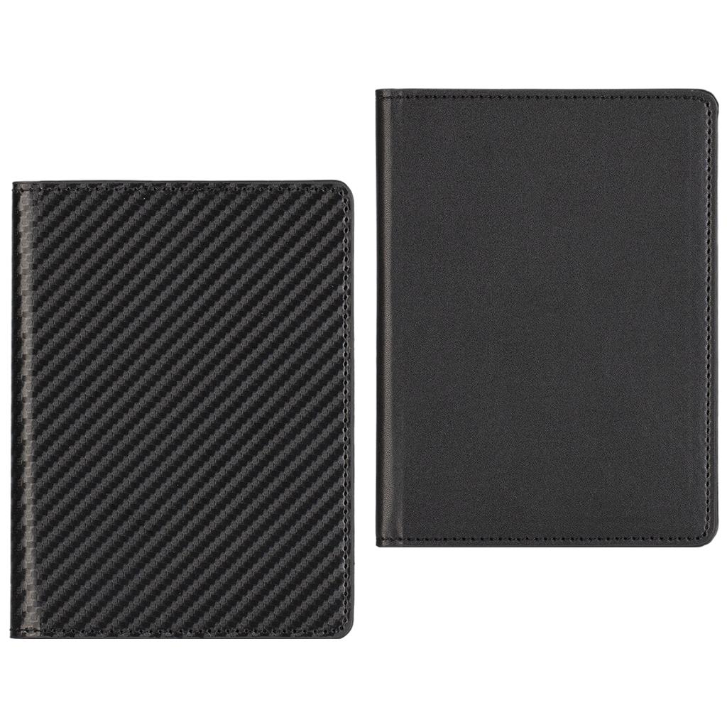 Portable Passport Cover Simple Men Women Protective Leather Wallet Black