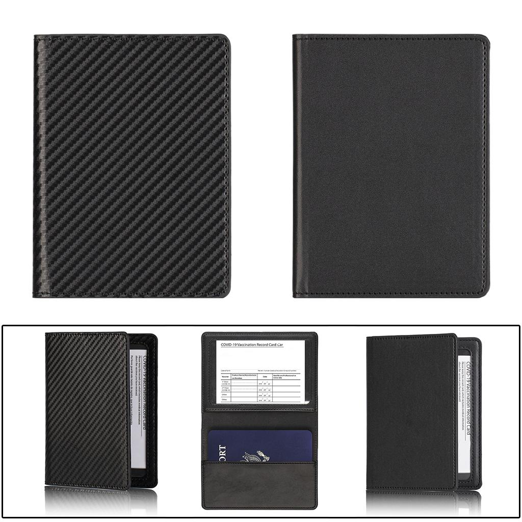 Portable Passport Cover Simple Men Women Protective Leather Wallet Black