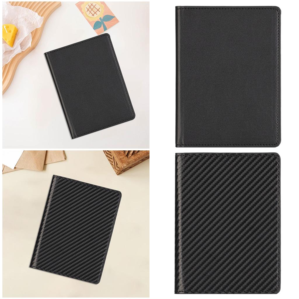 Portable Passport Cover Simple Men Women Protective Leather Wallet Black
