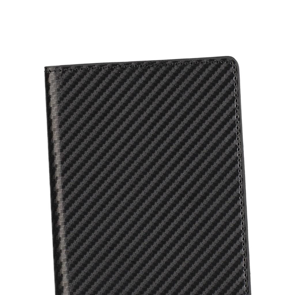 Portable Passport Cover Simple Men Women Protective Leather Wallet Black Carbon Fiber