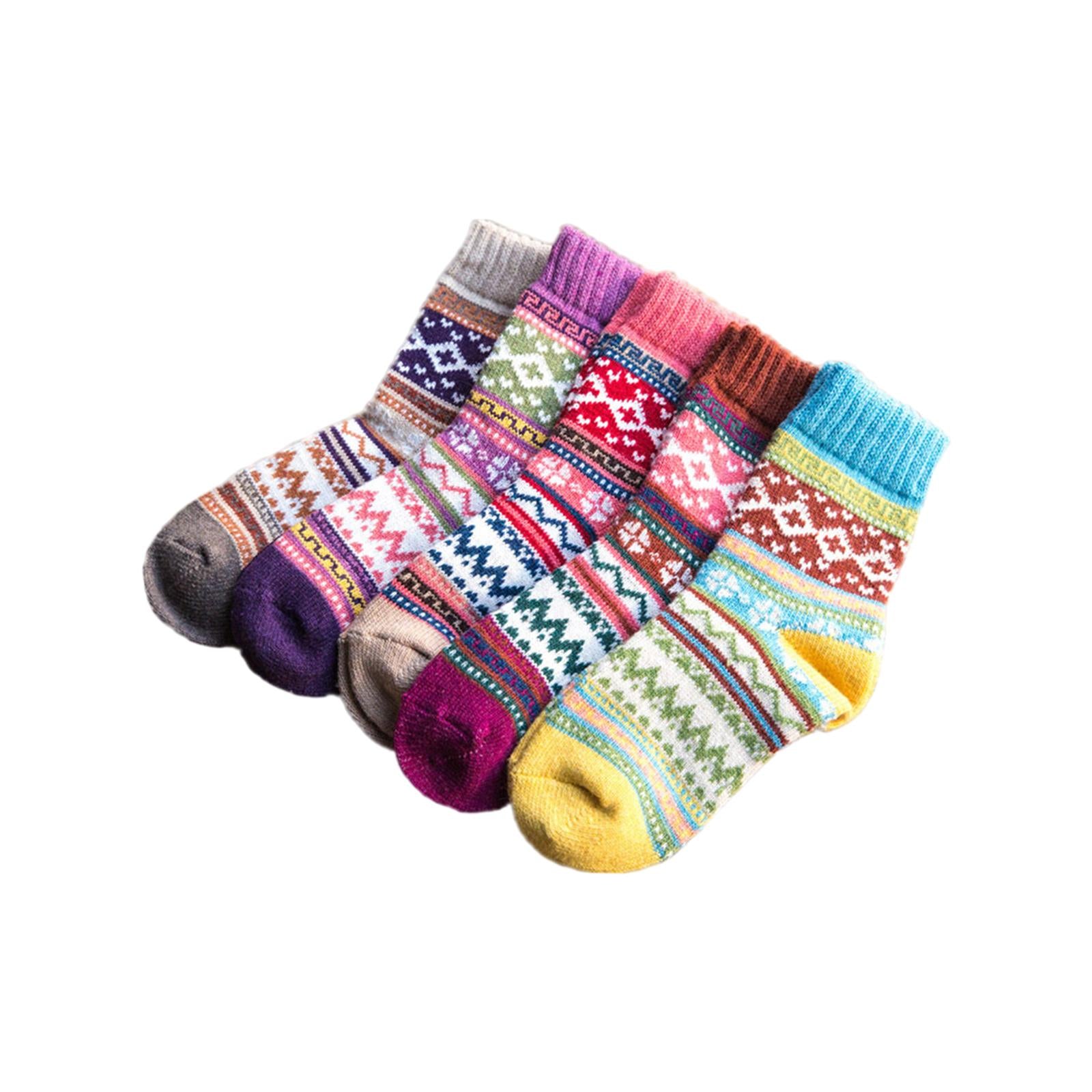 5 Pairs Vintage Soft Womens Socks Thick Winter Thermal One Size Casual Sock