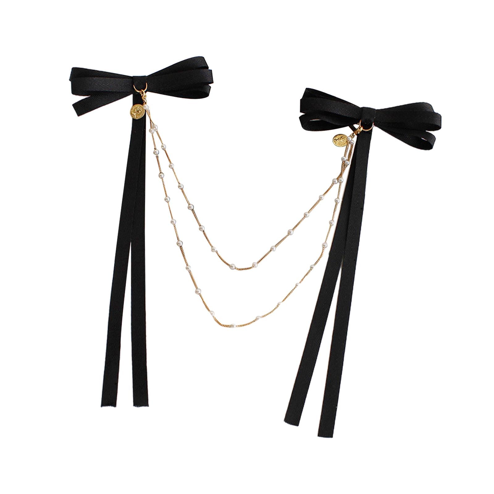Bow Pearls Chain Hair Clip Hairpin Headwear Styling Tools Ponytail Barrettes 11CM 4.33IN
