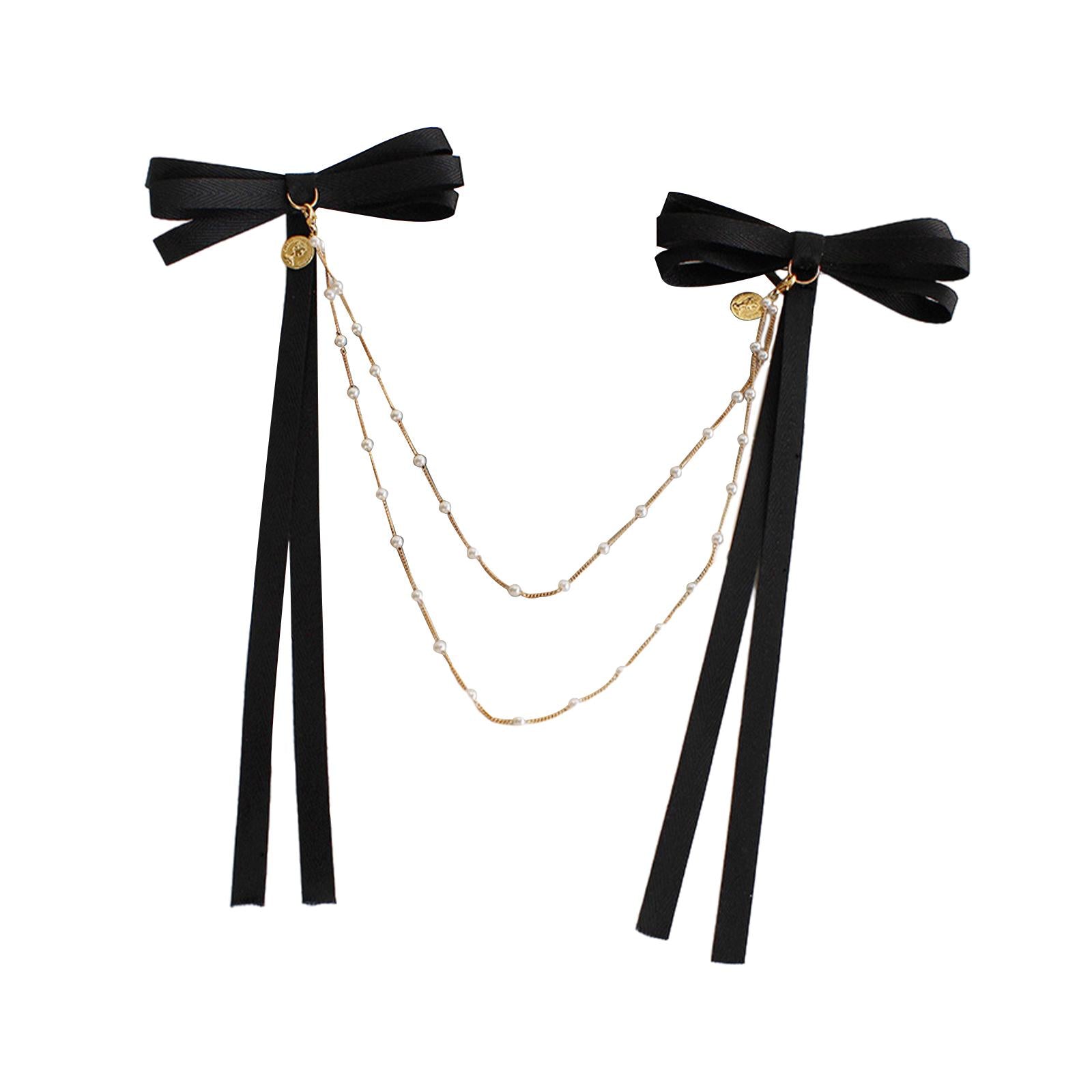 Bow Pearls Chain Hair Clip Hairpin Headwear Styling Tools Ponytail Barrettes 11CM 4.33IN