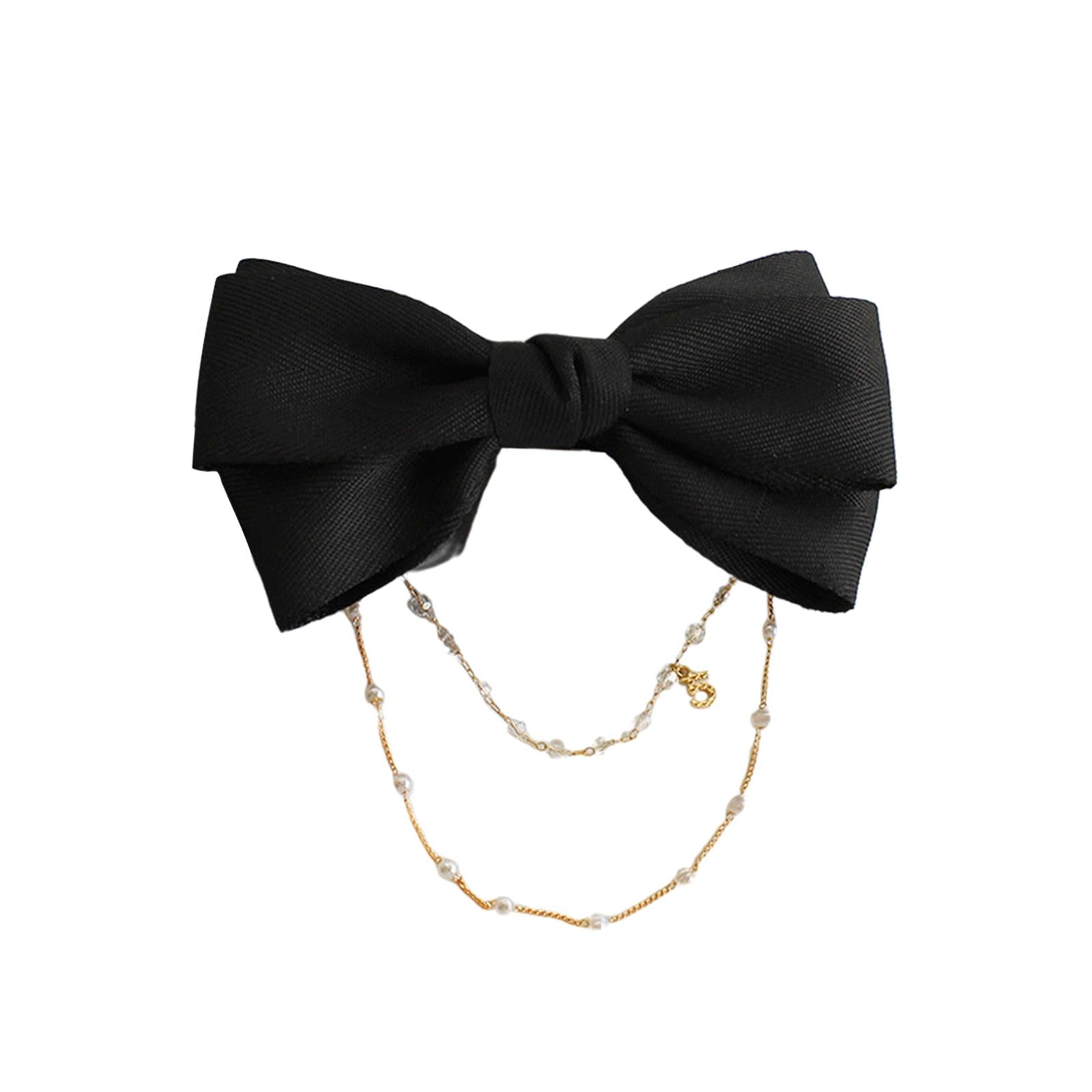 Bow Pearls Chain Hair Clip Hairpin Headwear Styling Tools Ponytail Barrettes 13CM 5.12IN