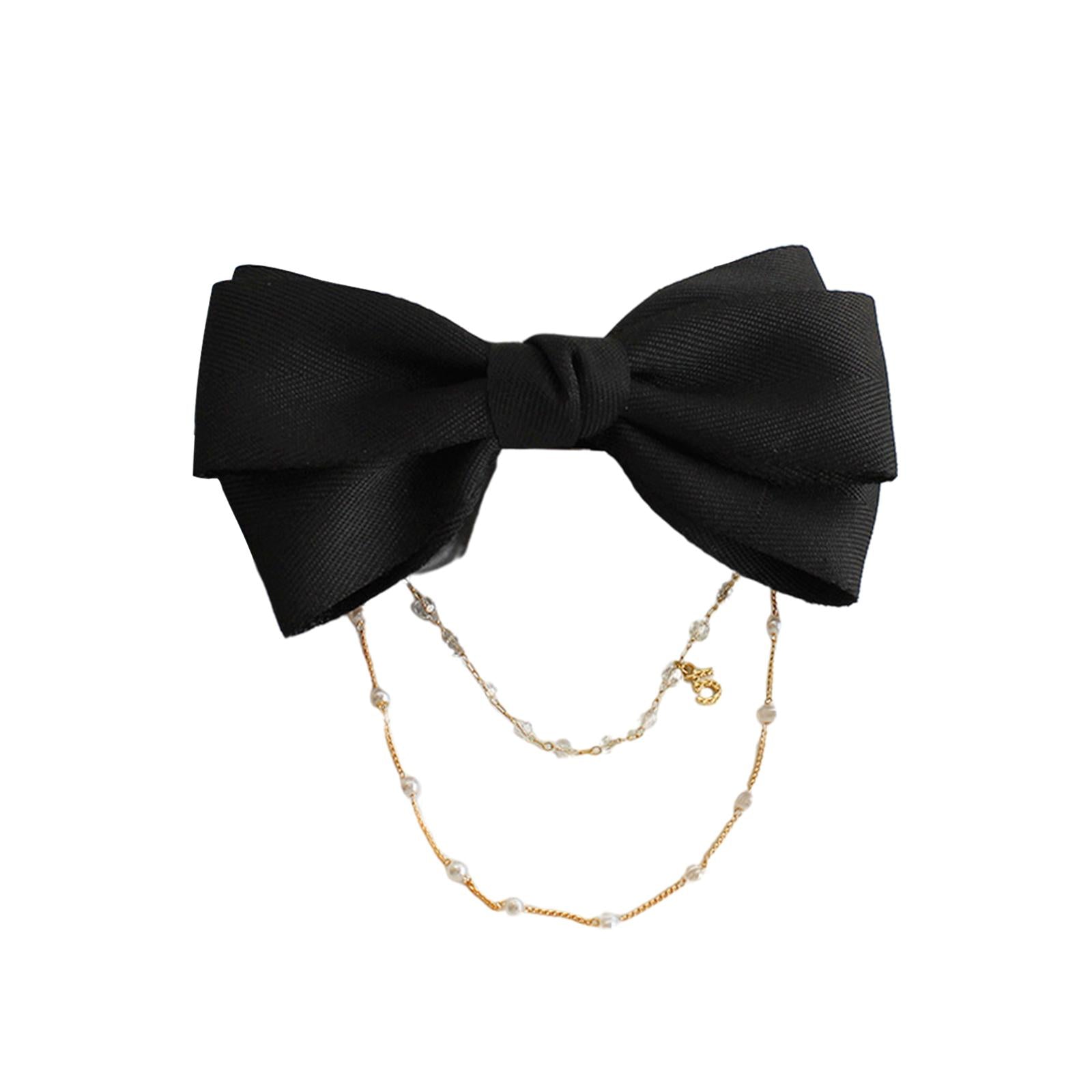 Bow Pearls Chain Hair Clip Hairpin Headwear Styling Tools Ponytail Barrettes 13CM 5.12IN