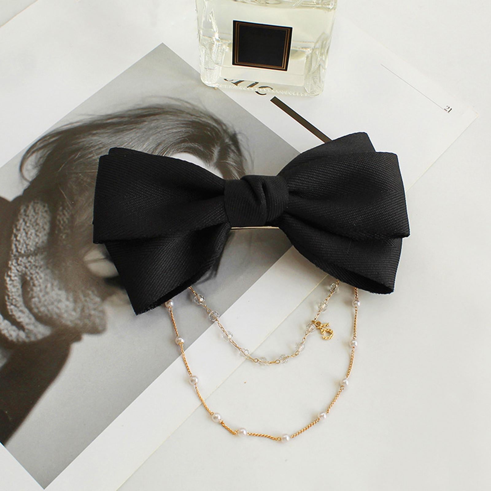 Bow Pearls Chain Hair Clip Hairpin Headwear Styling Tools Ponytail Barrettes 13CM 5.12IN