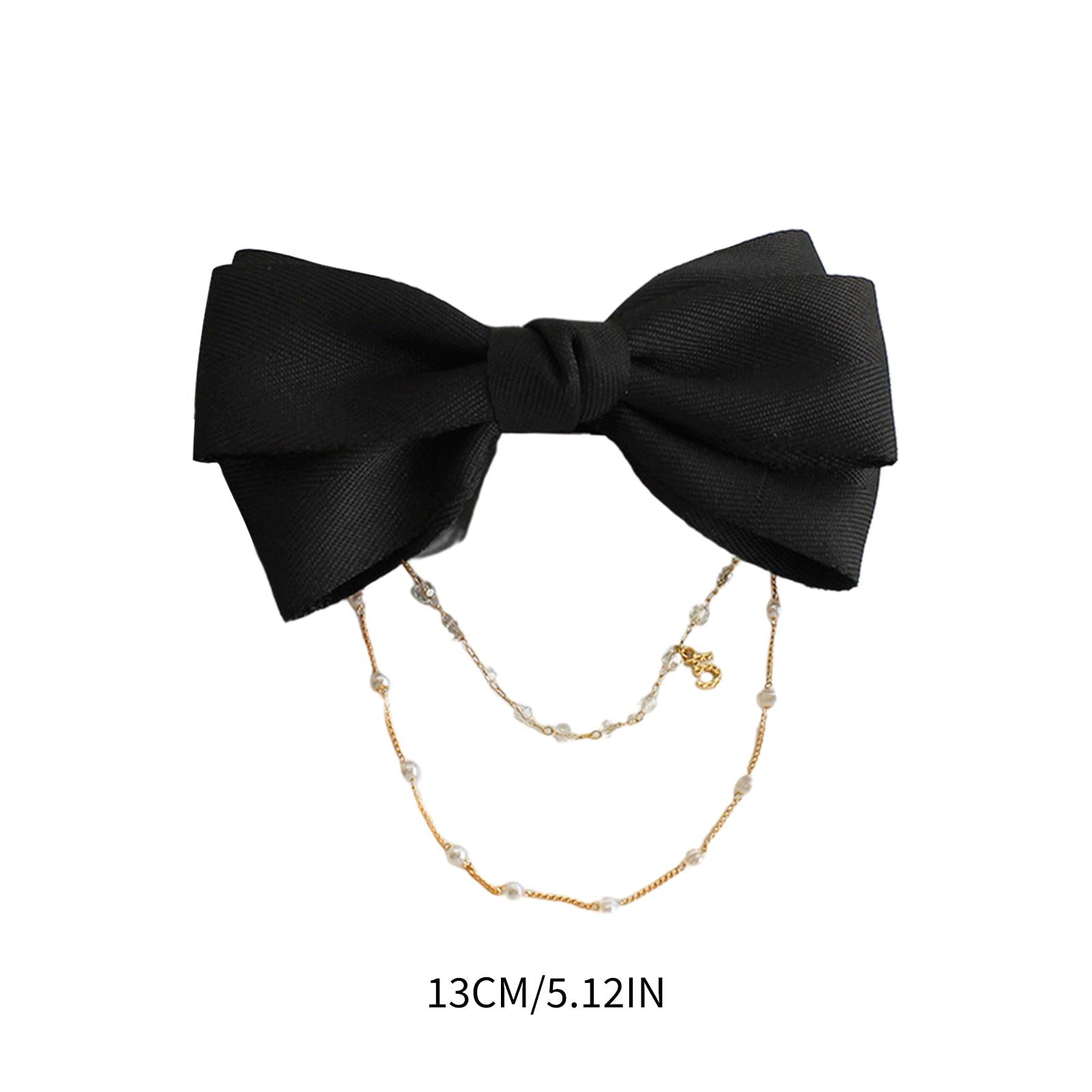 Bow Pearls Chain Hair Clip Hairpin Headwear Styling Tools Ponytail Barrettes 13CM 5.12IN