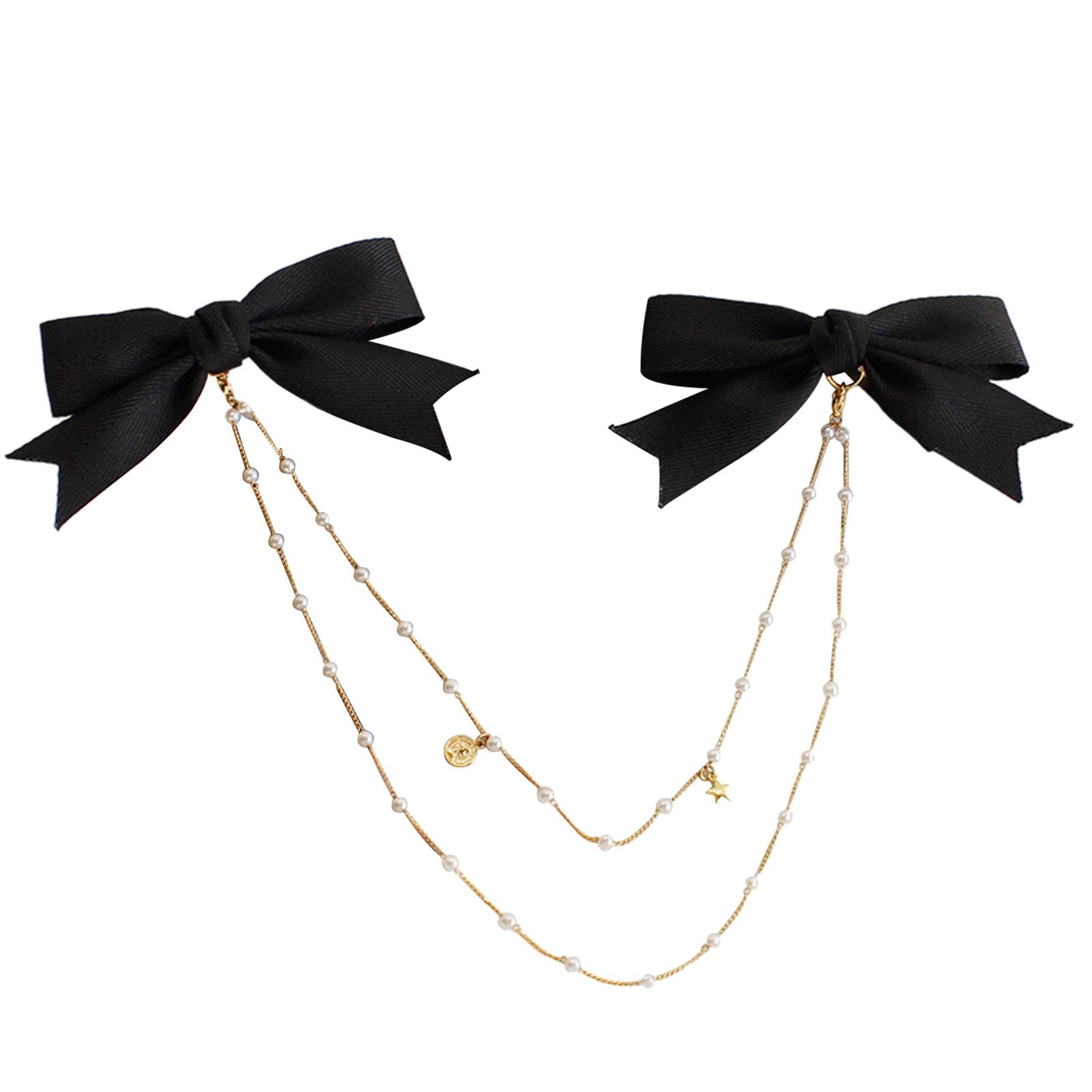 Bow Pearls Chain Hair Clip Hairpin Headwear Styling Tools Ponytail Barrettes 10CM 3.94IN