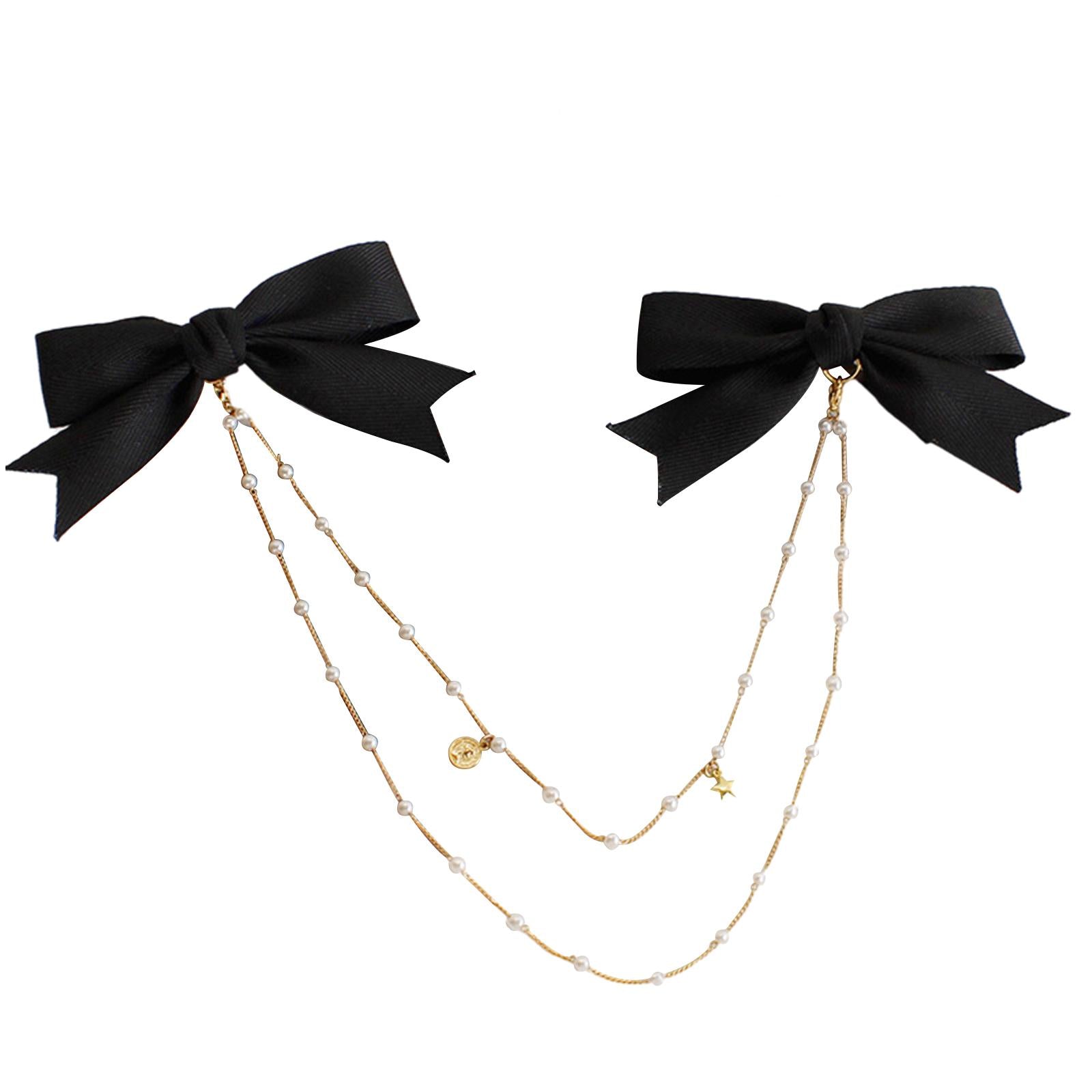 Bow Pearls Chain Hair Clip Hairpin Headwear Styling Tools Ponytail Barrettes 10CM 3.94IN