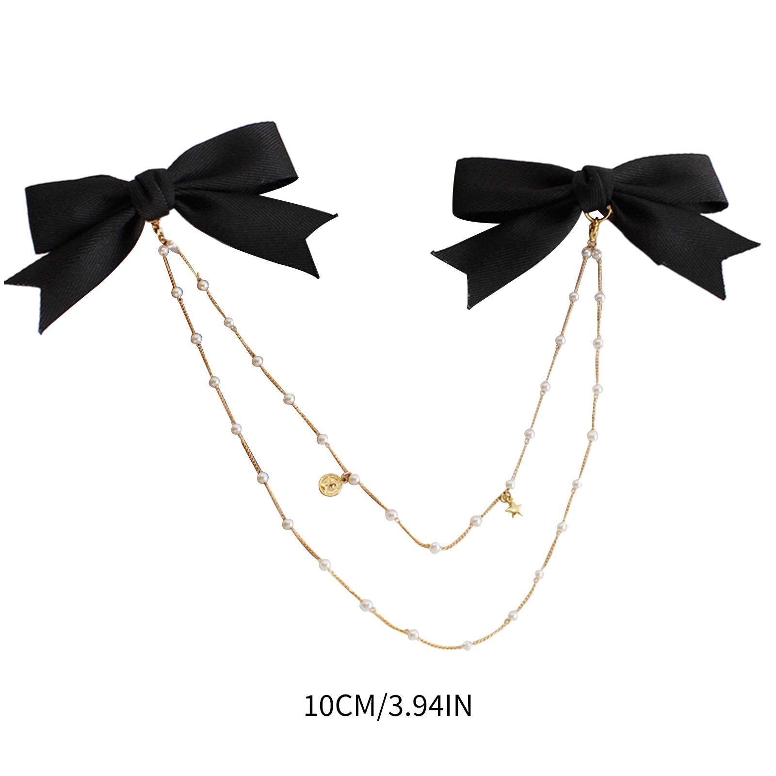 Bow Pearls Chain Hair Clip Hairpin Headwear Styling Tools Ponytail Barrettes 10CM 3.94IN