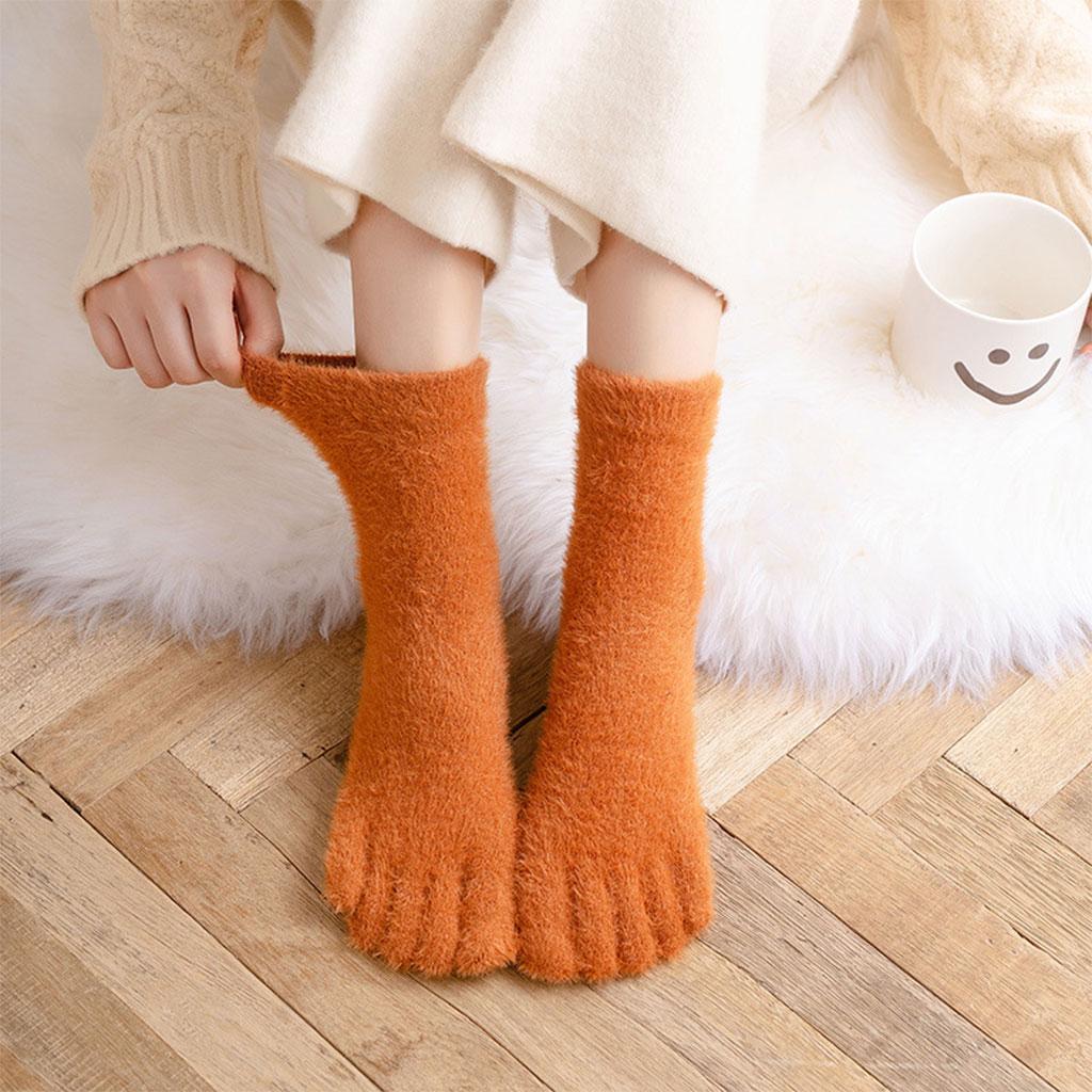 Thermal Five Finger Toe Socks Cozy Nylon Girls Women Men Sport Socks  Orange