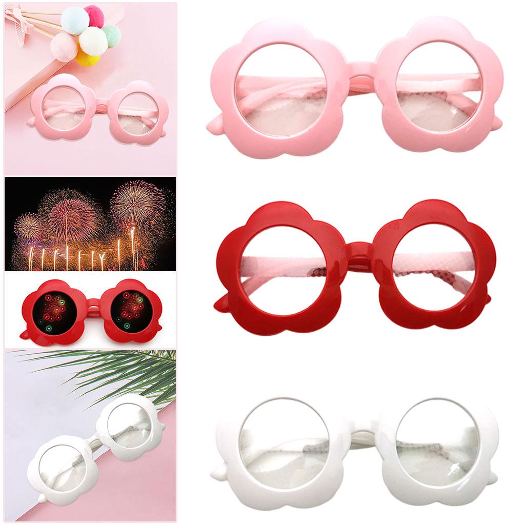 Flower Shape Special Effect Sunglasses Light Diffraction Glasses  white
