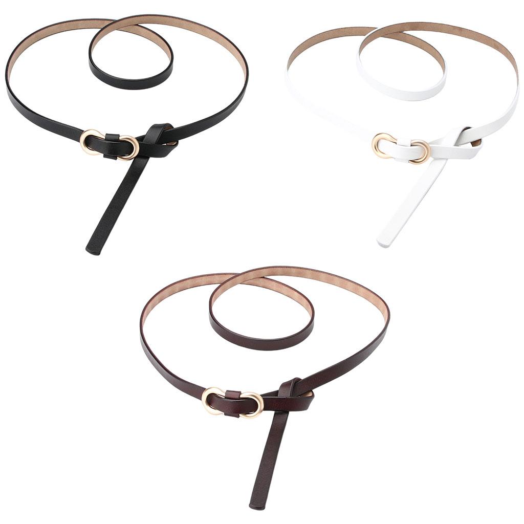 Leisure Women Belts Skinny Adjustable Dresses Jeans Thin Waistband Black