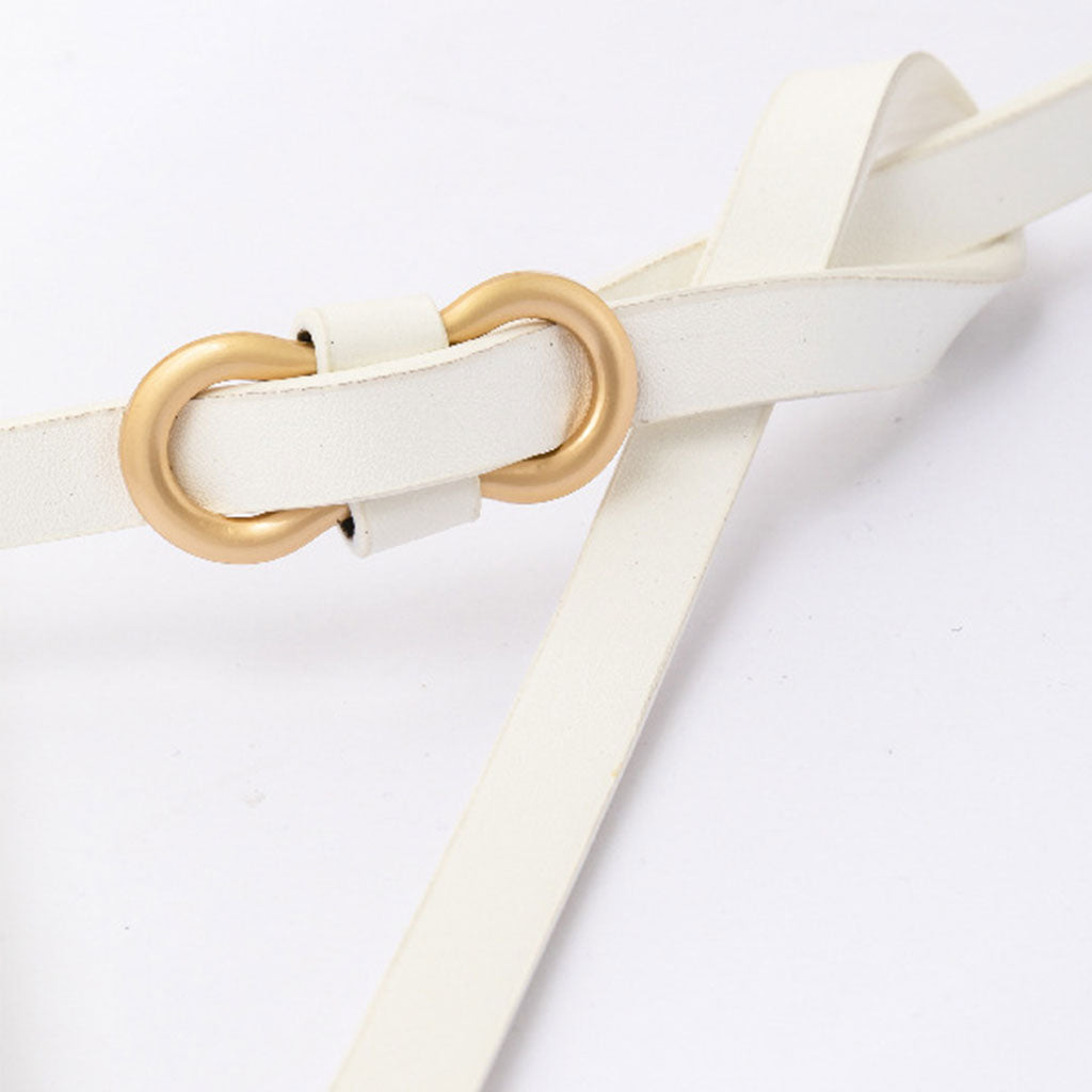 Leisure Women Belts Skinny Adjustable Dresses Jeans Thin Waistband White