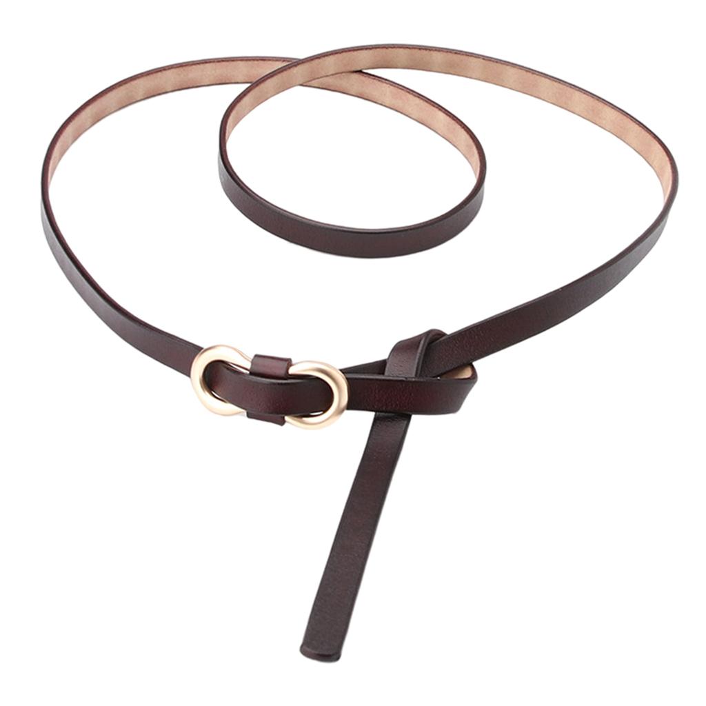 Leisure Women Belts Skinny Adjustable Dresses Jeans Thin Waistband Brown