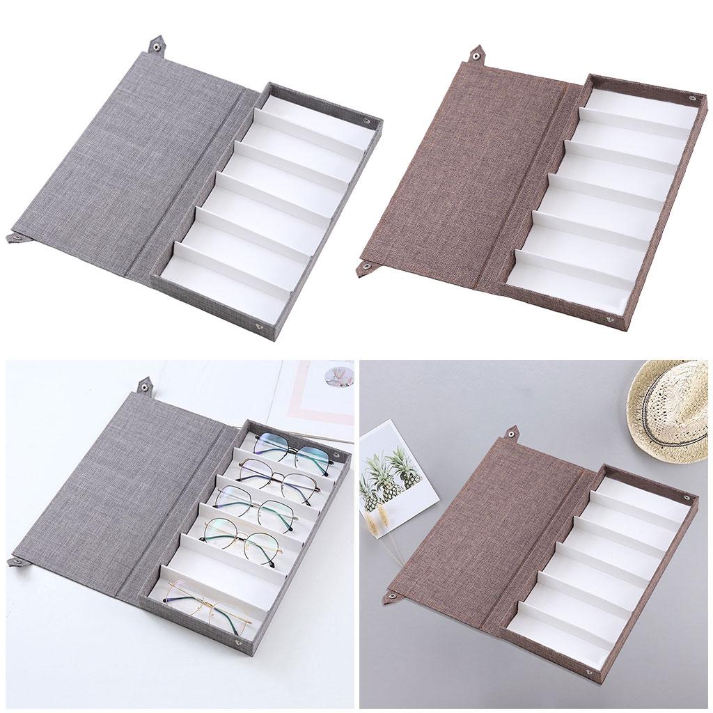 6 Slot Portable Glasses Case Box Storage Organizer Watches Display Gray