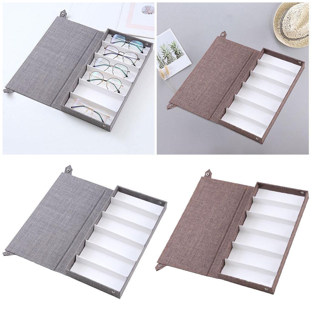6 Slot Portable Glasses Case Box Storage Organizer Watches Display Gray