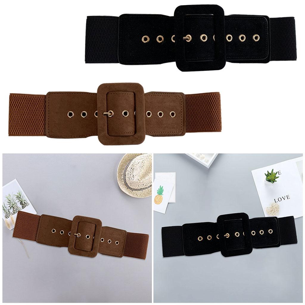 Women Woolen Cloth Adjustable Waistband Buckle Waist Belt for Down Jacket Black