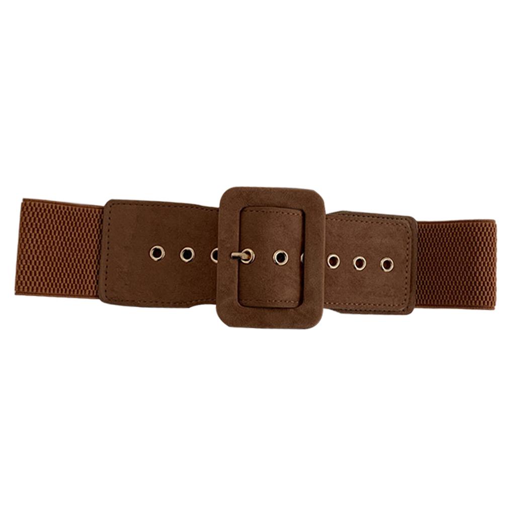 Women Woolen Cloth Adjustable Waistband Buckle Waist Belt for Down Jacket Brown