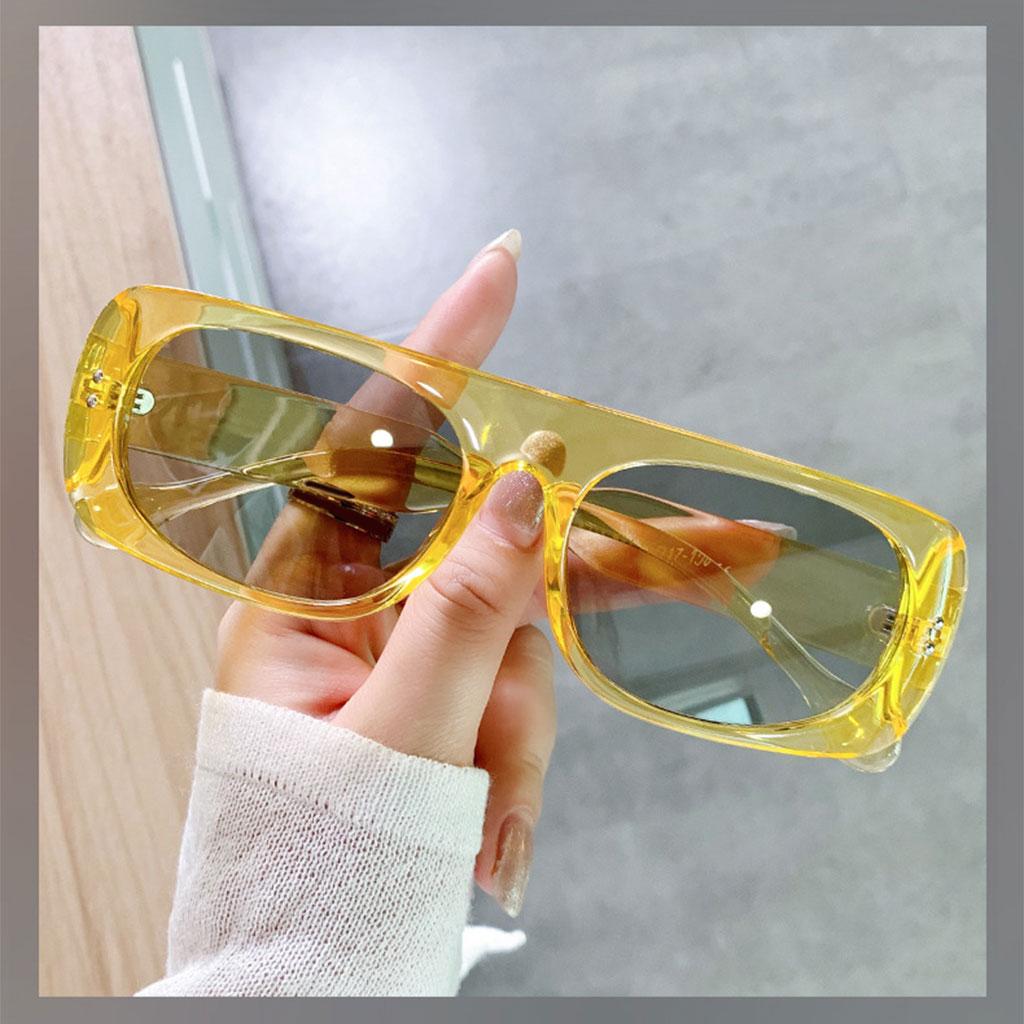 Polarized Sunglasses Retro Anti-Glare Rectangle for Women Riding Yellow